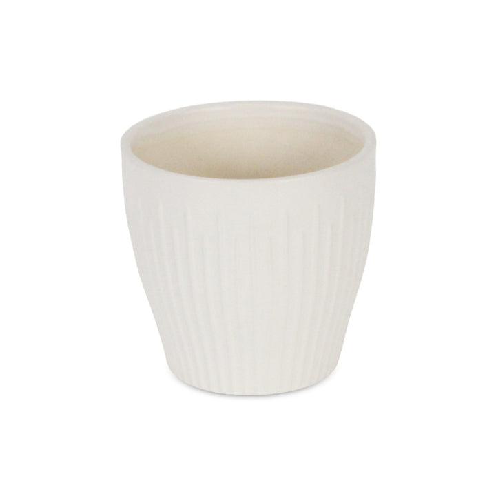 CHEUNGS Currula Tapered Vertical Bar Pattern Ceramic Pot - Small - White