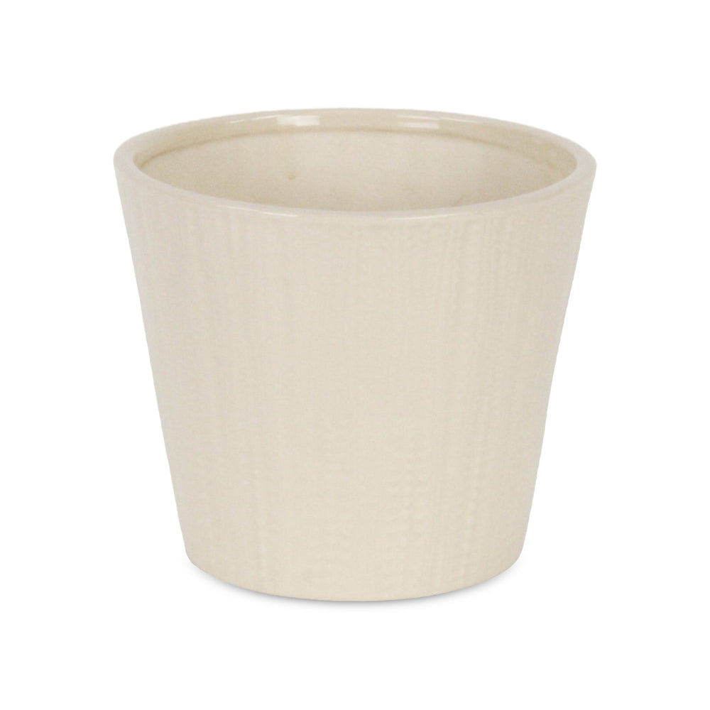 CHEUNGS Currula Tapered Vertical Dotted Pattern Ceramic Pot - Large - Off White