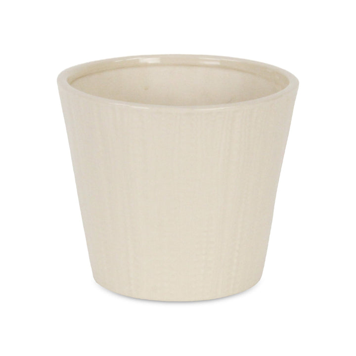 CHEUNGS Currula Tapered Vertical Dotted Pattern Ceramic Pot - Large - Off White