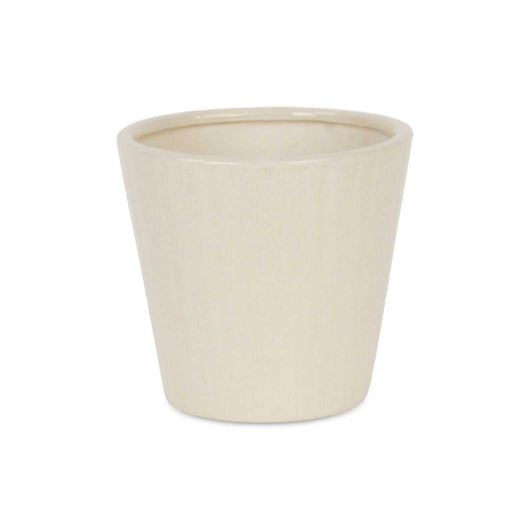 CHEUNGS Currula Tapered Vertical Dotted Pattern Ceramic Pot - Small - Off White