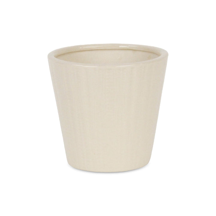 CHEUNGS Currula Tapered Vertical Dotted Pattern Ceramic Pot - Small - Off White