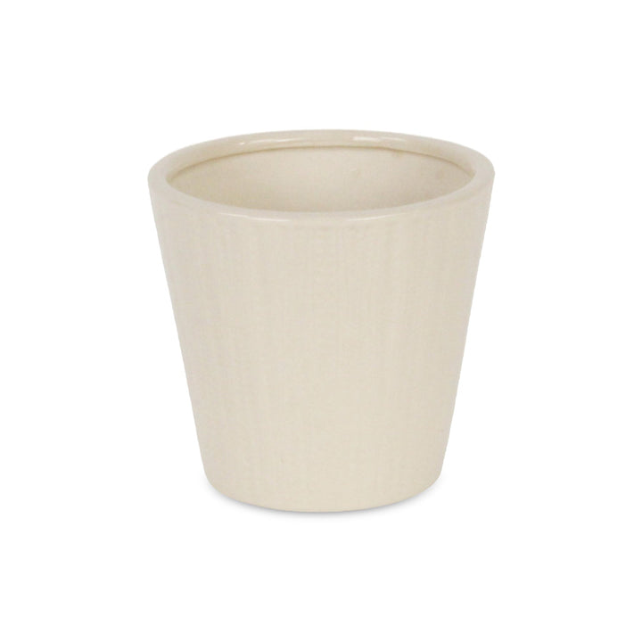 CHEUNGS Currula Tapered Vertical Dotted Pattern Ceramic Pot - Small - Off White