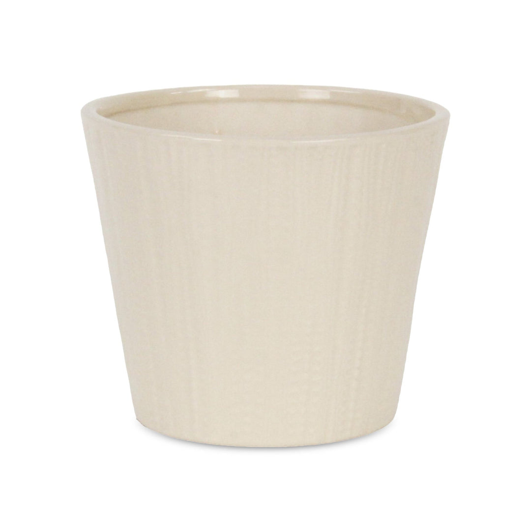 CHEUNGS Currula Tapered Vertical Dotted Pattern Ceramic Pot - Large - Off White