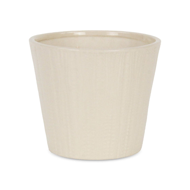 CHEUNGS Currula Tapered Vertical Dotted Pattern Ceramic Pot - Large - Off White