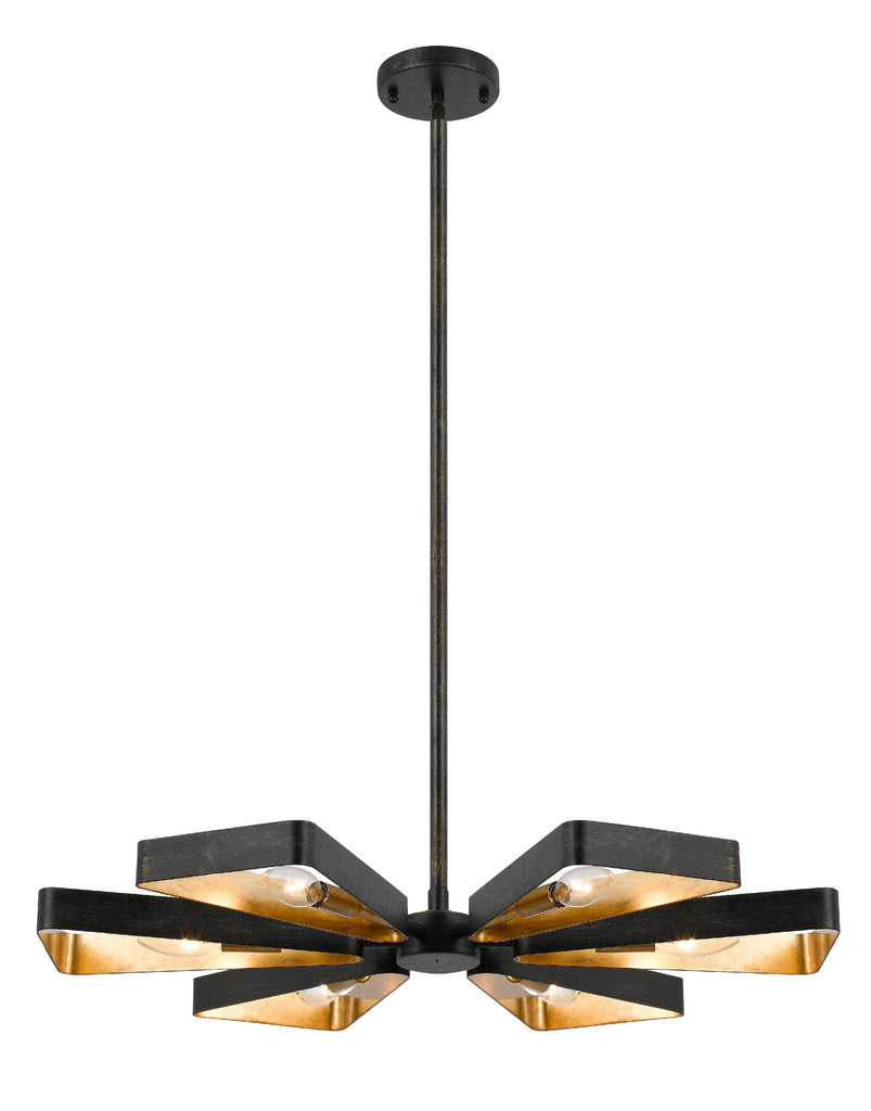 Luna 6 Light English Bronze + Antique Gold Chandelier Crystorama