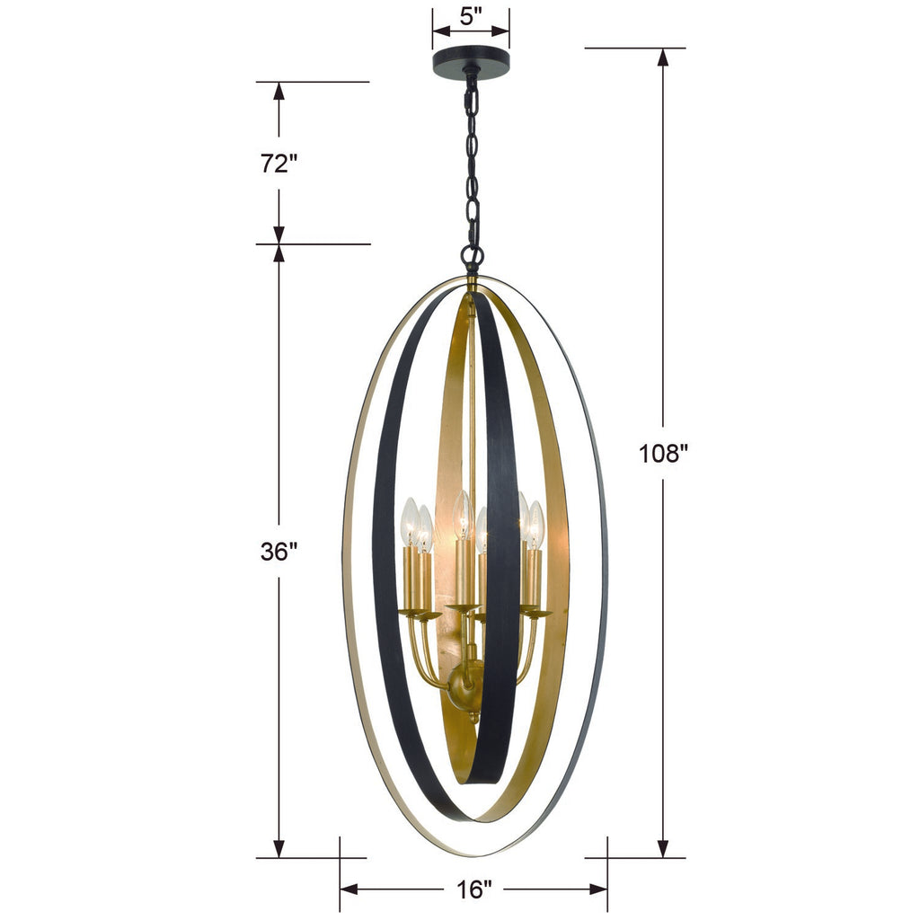 Luna 6 Light English Bronze + Antique Gold Mini Chandelier Crystorama