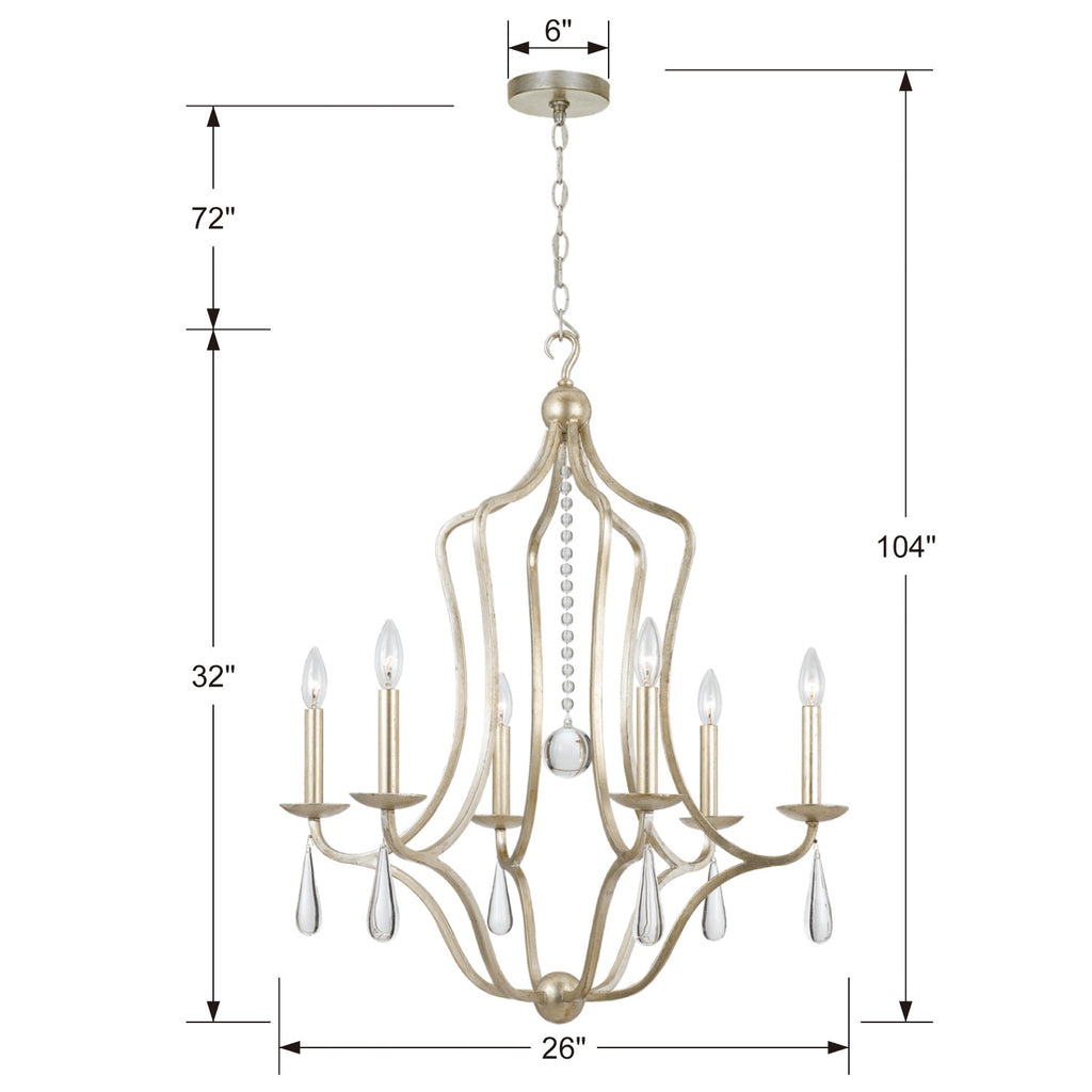 Manning 6 Light Silver Leaf Chandelier Crystorama