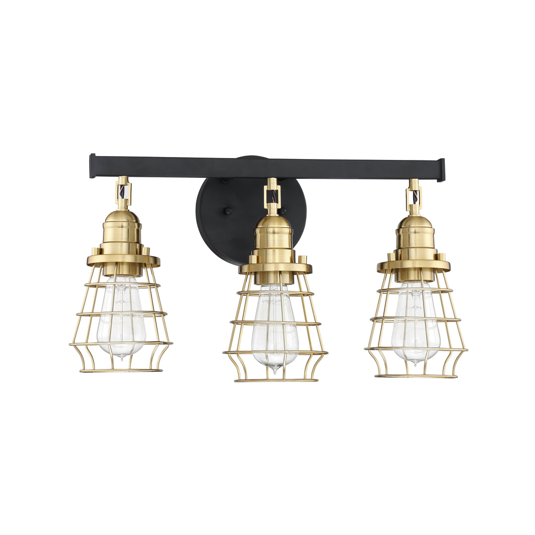 CRAFTMADE Thatcher 3 Light Vanity in Flat Black/Satin Brass