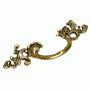 COPPER MOUNTAIN HARDWARE 6 1/2 Inch (3.125" c-c) Filigrees Rococo Pull (Antique Brass Finish)