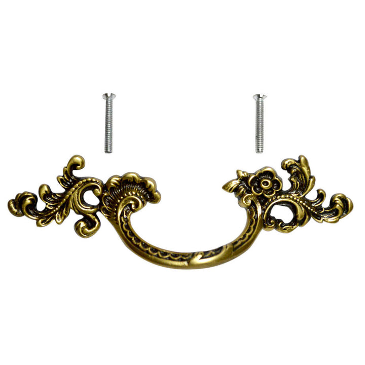 COPPER MOUNTAIN HARDWARE 6 1/2 Inch (3.125" c-c) Filigrees Rococo Pull (Antique Brass Finish)