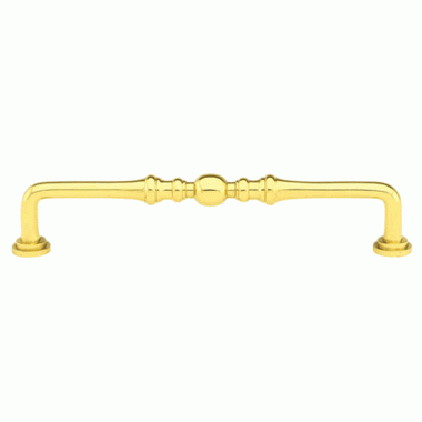 EMTEK 6 1/2 Inch (6 Inch c-c) Solid Brass Spindle Pull Polished Brass Finish