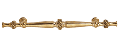 6 1/2 Inch Overall (4 Inch c-c) Solid Brass Georgian Roped Style Pull (Polished Brass Finish)