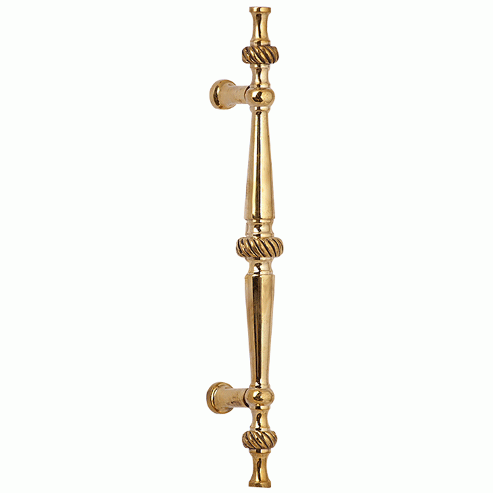 COPPER MOUNTAIN HARDWARE 6 1/2 Inch Overall (4 Inch c-c) Solid Brass Georgian Roped Style Pull (Lacquered Brass Finish)