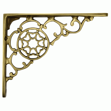 Copper Mountain Hardware 6 3/4 Inch Solid Brass Star Shape Shelf Bracket (Antique Brass Finish)