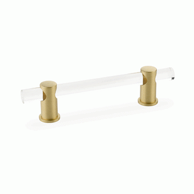 SCHAUB 6 Inch (4 Inch c-c) Lumiere Acrylic Pull (Satin Brass Finish)