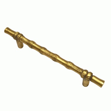 COPPER MOUNTAIN HARDWARE 6 Inch Overall (4 1/2 Inch c-c) Japanese Bamboo Pull (Antique Brass Finish)