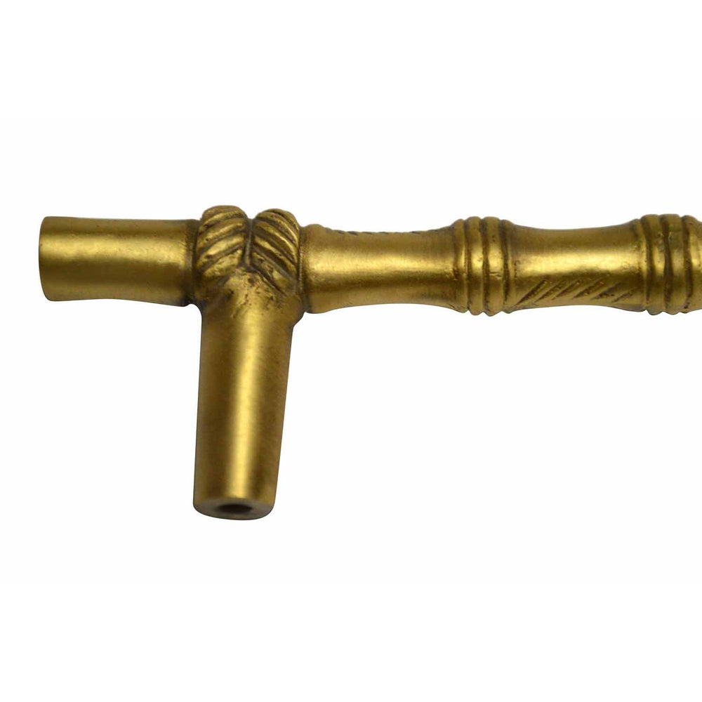 COPPER MOUNTAIN HARDWARE 6 Inch Overall (4 1/2 Inch c-c) Japanese Bamboo Pull (Antique Brass Finish)