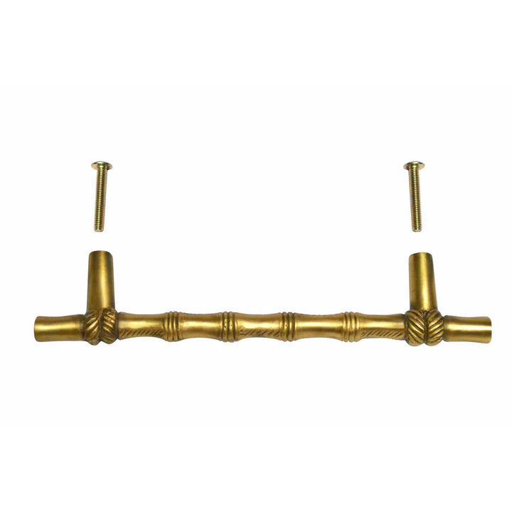 COPPER MOUNTAIN HARDWARE 6 Inch Overall (4 1/2 Inch c-c) Japanese Bamboo Pull (Antique Brass Finish)