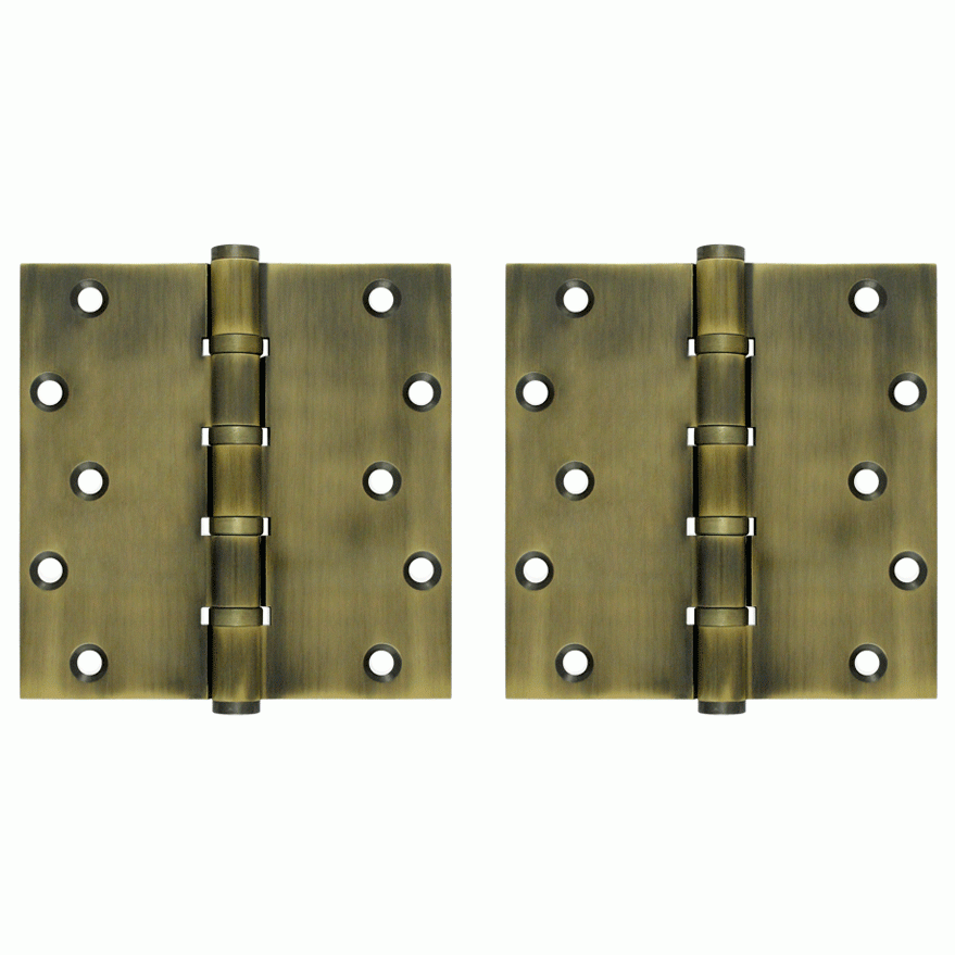 DELTANA 6 Inch X 6 Inch Solid Brass Ball Bearing Square Hinge (Antique Brass Finish)