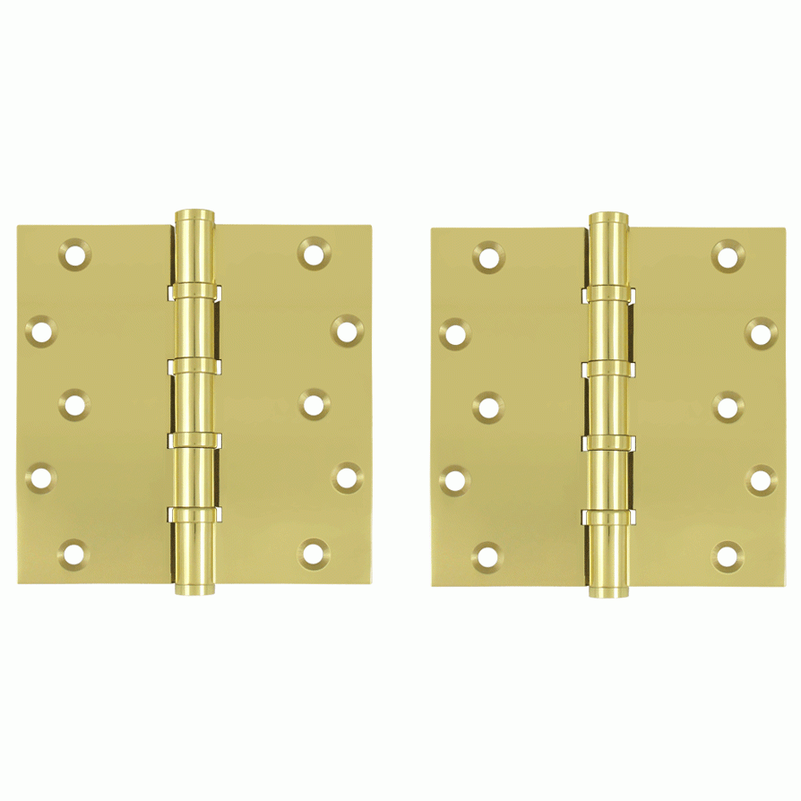 DELTANA 6 Inch X 6 Inch Solid Brass Ball Bearing Square Hinge (Polished Brass Finish)