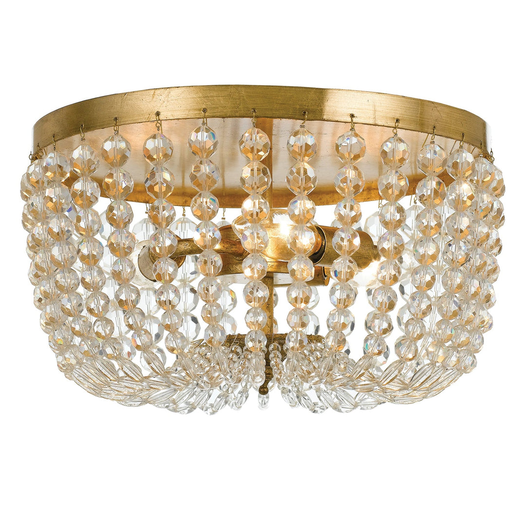 Crystorama Crystorama Rylee 3 Light Antique Gold Flush Mount