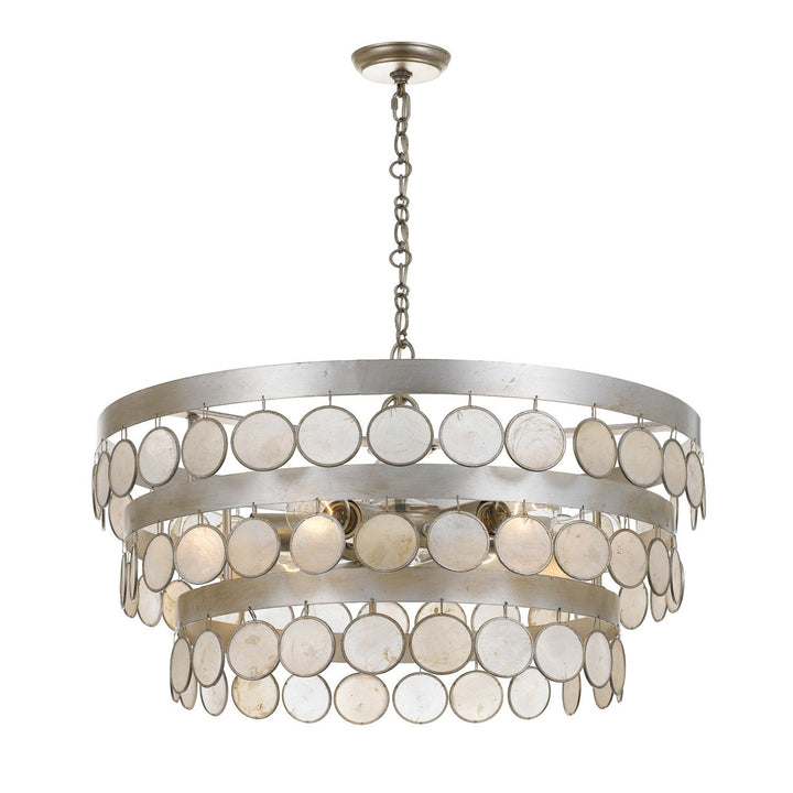 Coco 6 Light Antique Silver Chandelier Crystorama