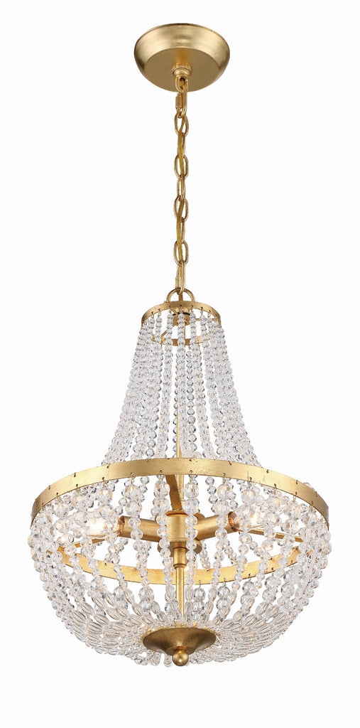 Rylee 3 Light Antique Gold Mini Chandelier Crystorama