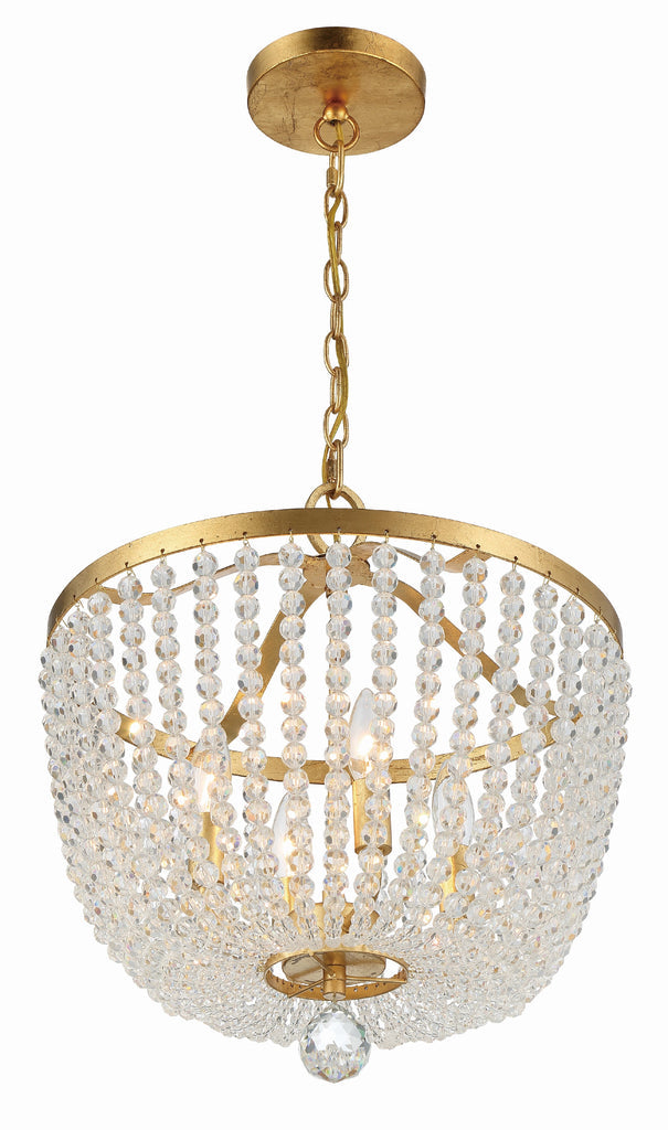 Rylee 4 Light Antique Gold Mini Chandelier Crystorama