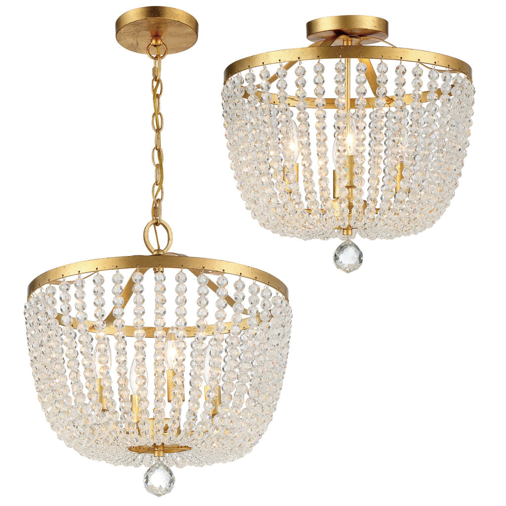 Rylee 4 Light Antique Gold Mini Chandelier Crystorama