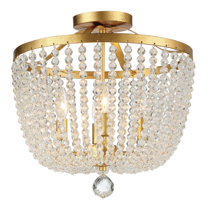 Crystorama Crystorama Rylee 4 Light Antique Gold Semi Flush Mount