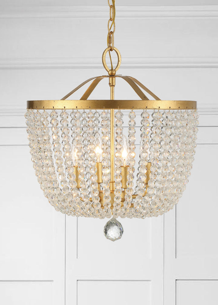 Rylee 4 Light Antique Gold Mini Chandelier Crystorama