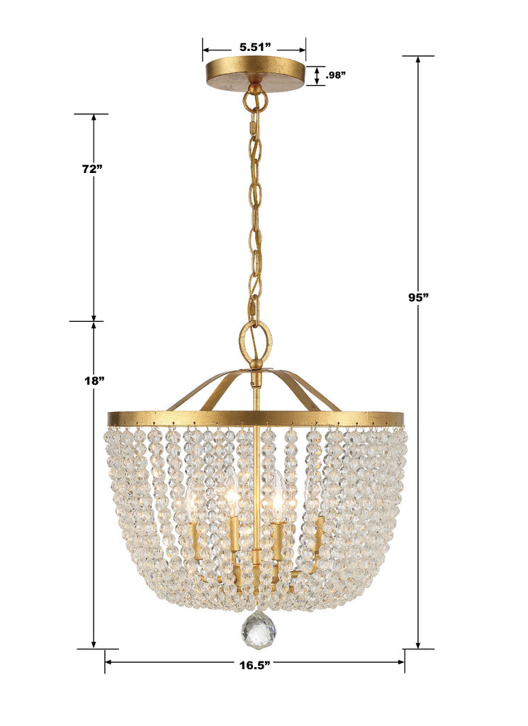 Rylee 4 Light Antique Gold Mini Chandelier Crystorama