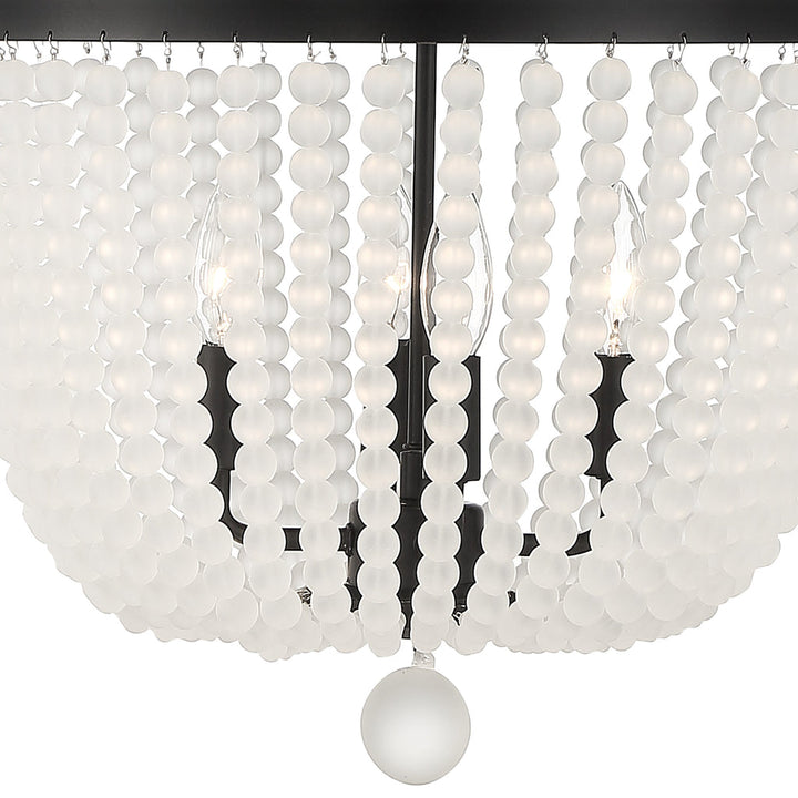 Rylee 4 Light Matte Black Frosted Beads Mini Chandelier Crystorama