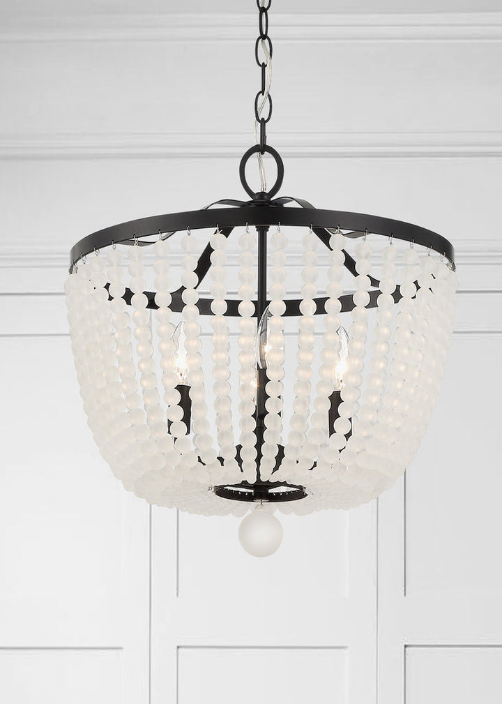 Rylee 4 Light Matte Black Frosted Beads Mini Chandelier Crystorama