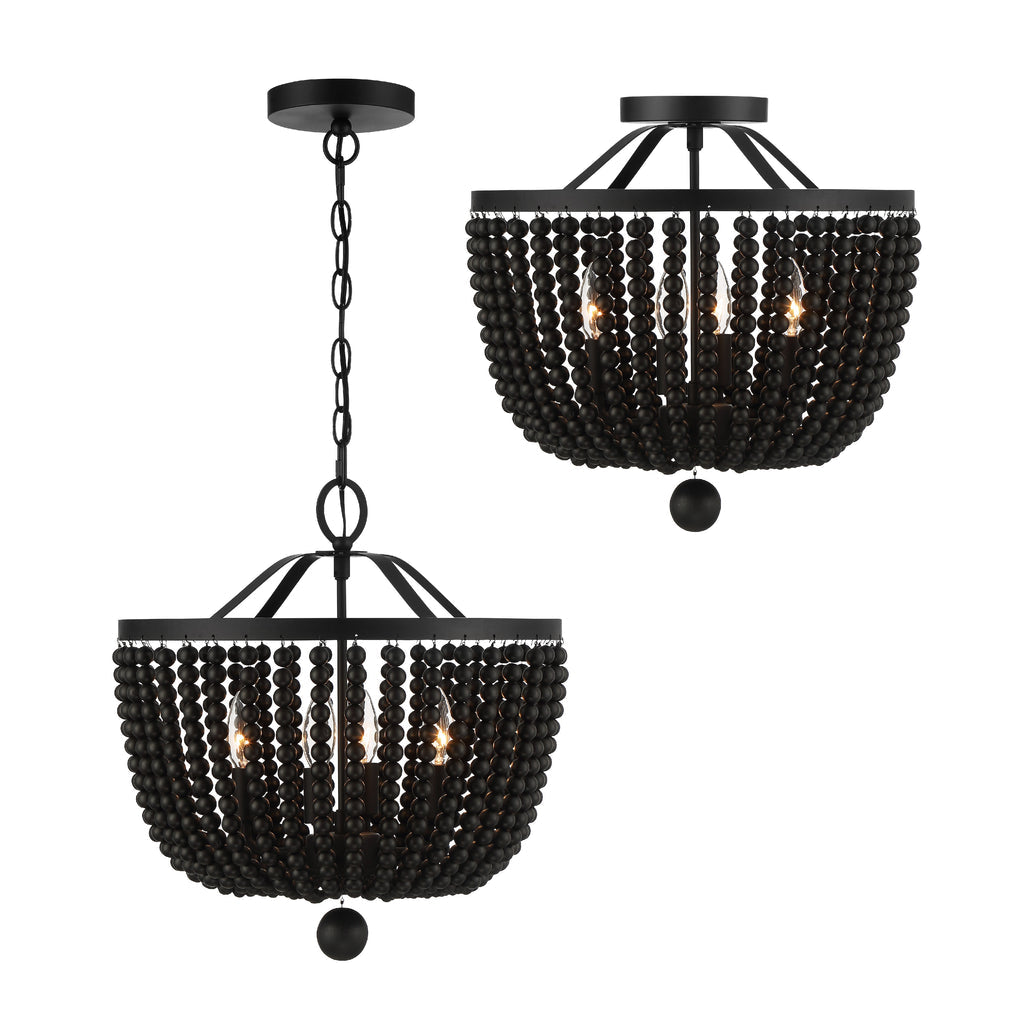 Rylee 4 Light Matte Black Mini Chandelier Crystorama