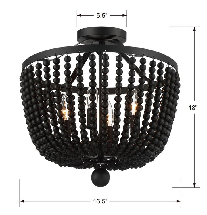 Crystorama Crystorama Rylee 4 Light Matte Black Semi Flush Mount