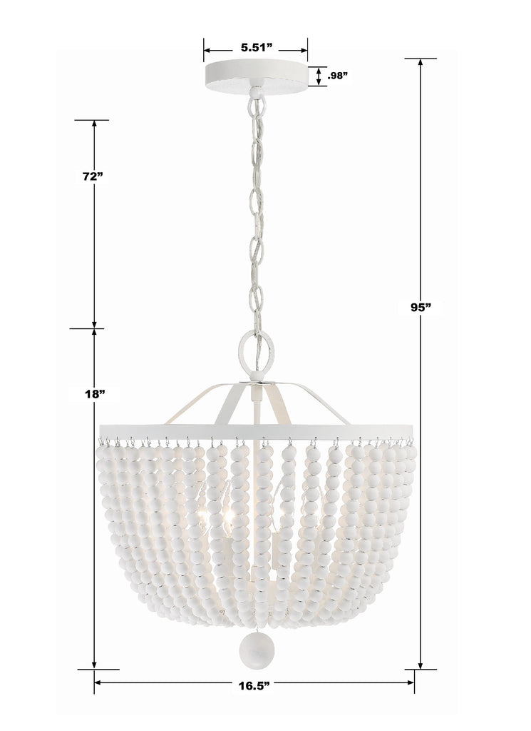 Rylee 4 Light Matte White Mini Chandelier Crystorama