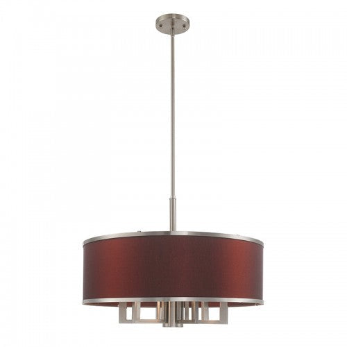 7 Light Brushed Nickel Pendant Chandelier Livex