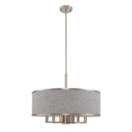 7 Light Brushed Nickel Pendant Chandelier Livex