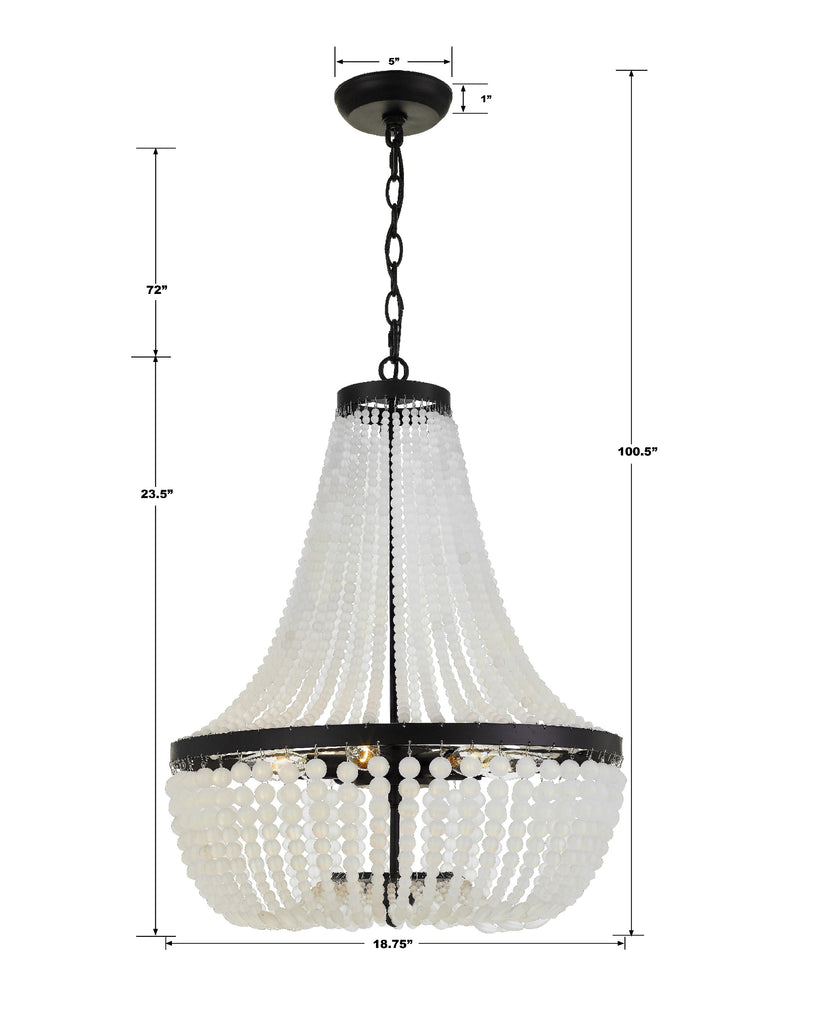 Rylee 6 Light Matte Black Chandelier Crystorama