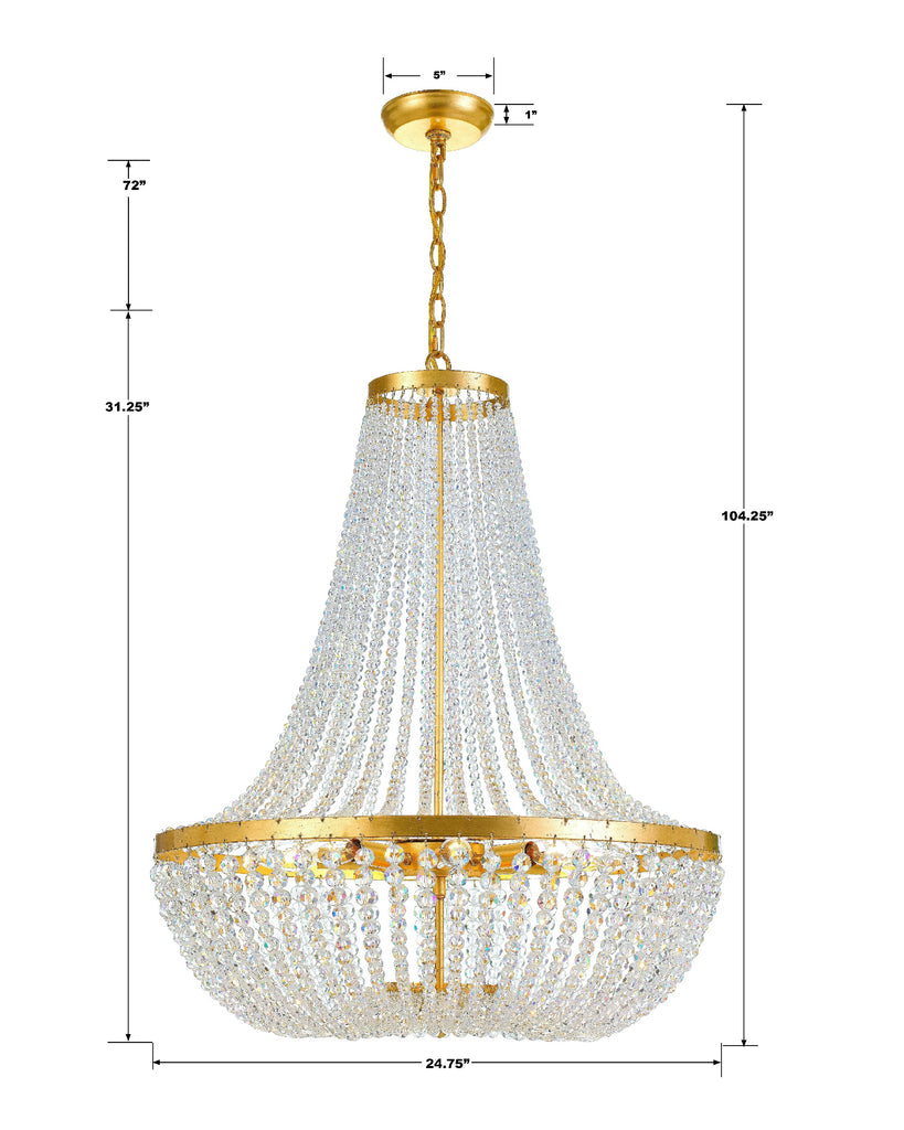 Rylee 8 Light Antique Gold Chandelier Crystorama