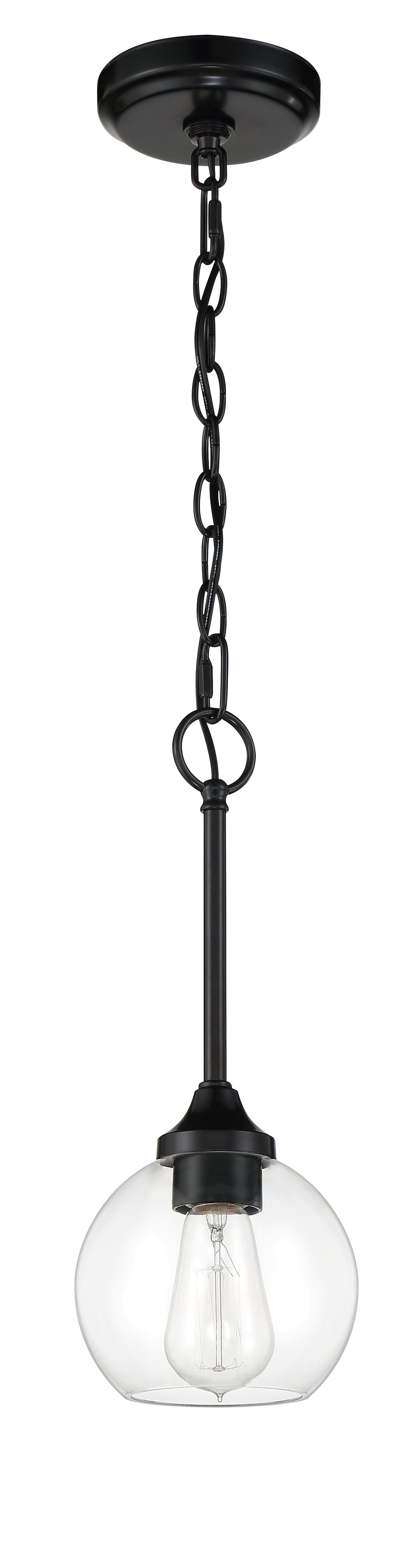 Glenda 1 Light Mini Pendant in Flat Black CRAFTMADE