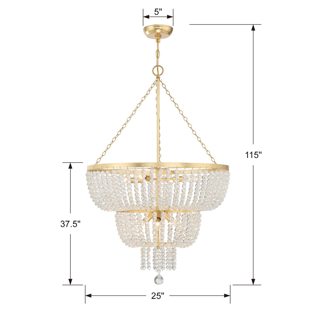 Rylee 8 Light Antique Gold Chandelier Crystorama