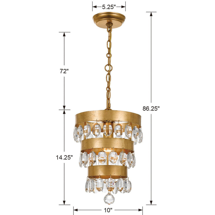 Perla 1 Light Antique Gold Mini Pendant Crystorama