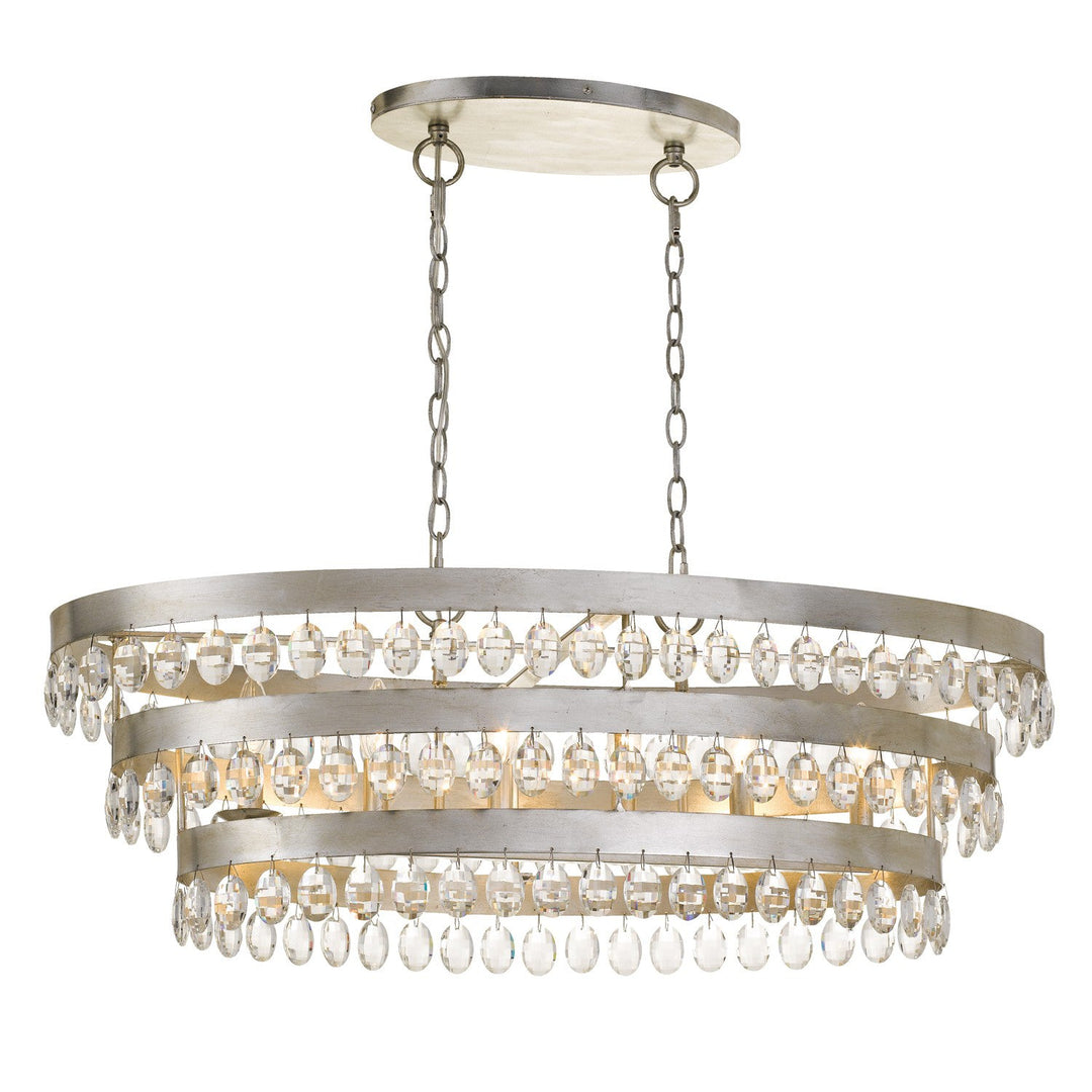 Perla 6 Light Antique Silver Linear Chandelier Crystorama