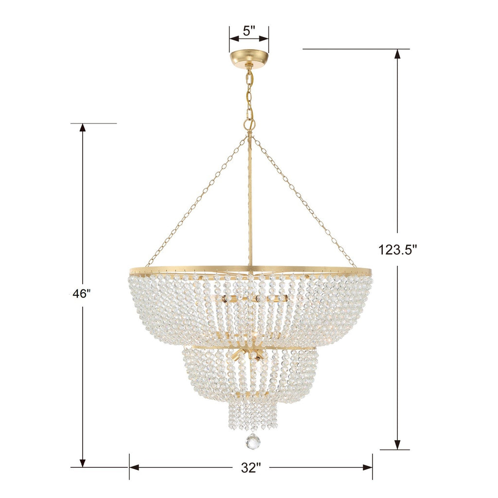 Rylee 12 Light Antique Gold Chandelier Crystorama