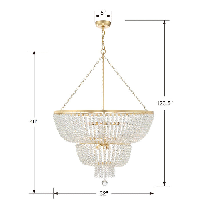 Rylee 12 Light Antique Gold Chandelier Crystorama