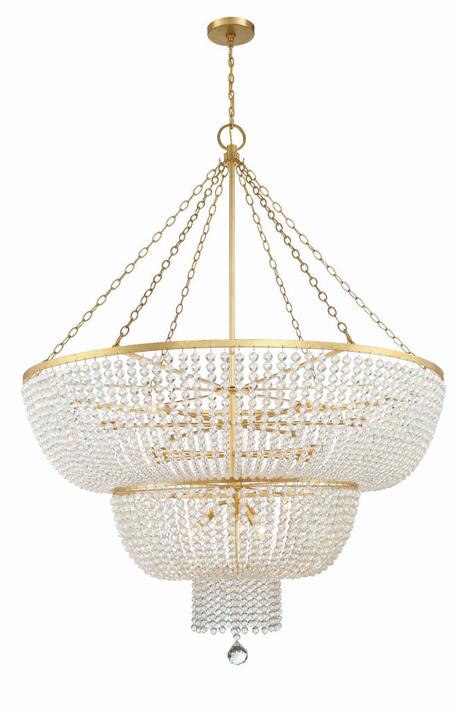 Rylee 15 Light Antique Gold Chandelier Crystorama