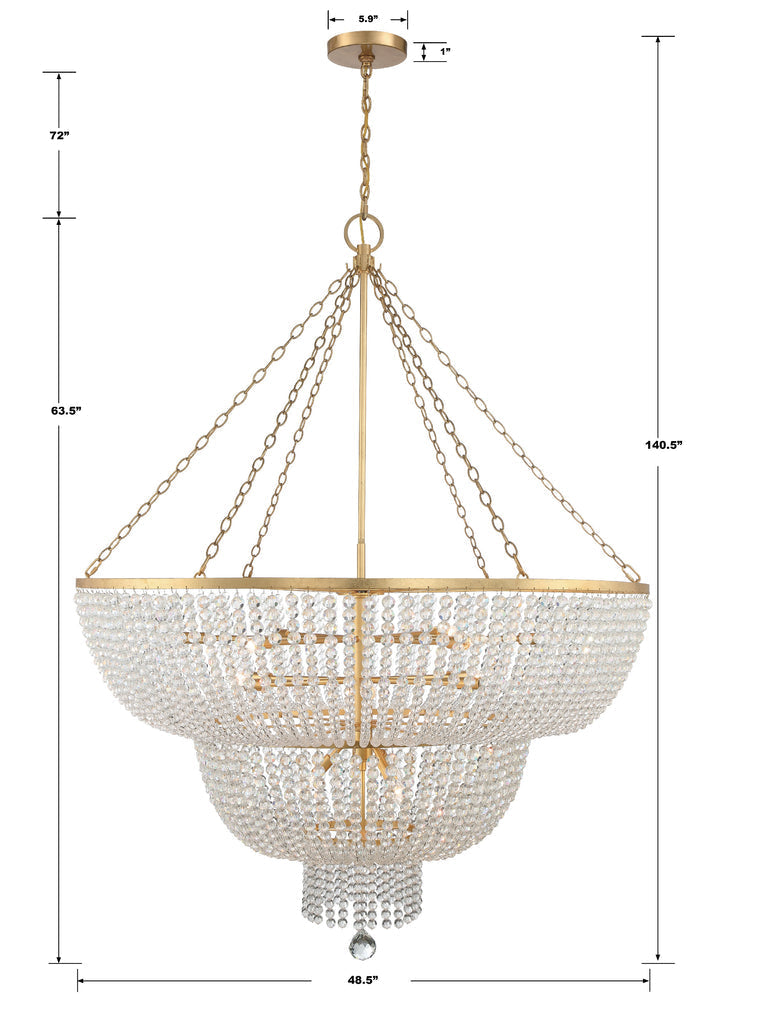 Rylee 15 Light Antique Gold Chandelier Crystorama