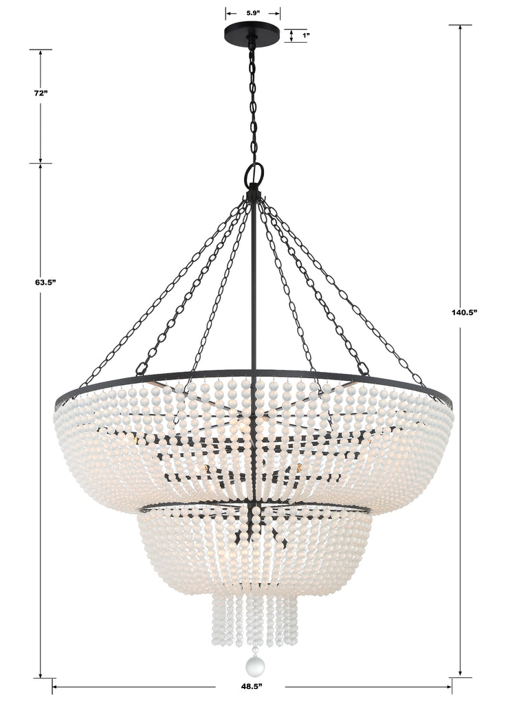 Rylee 15 Light Matte Black Chandelier Crystorama